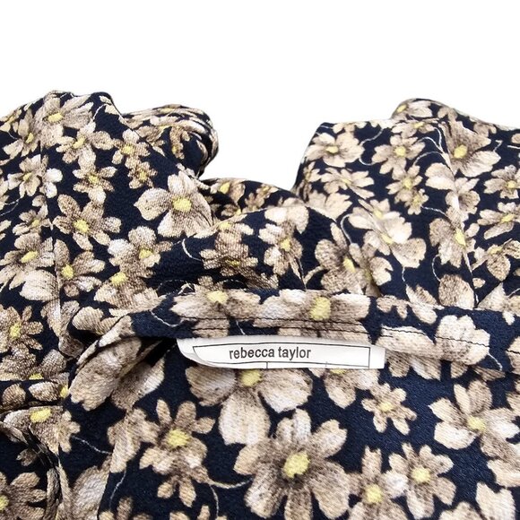 Rebecca Taylor La Vie Womens Giselle Mock Neck Floral Blouse Size Medium - Picture 4 of 9
